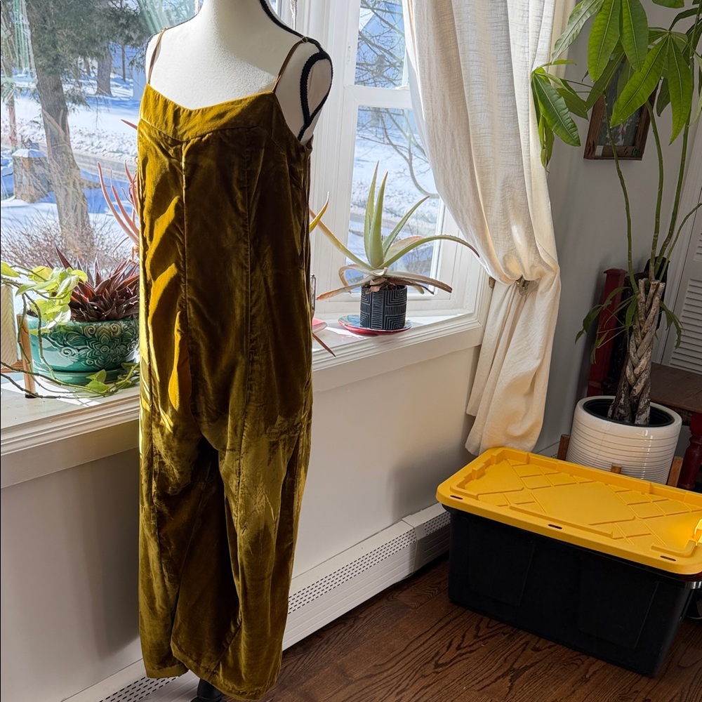 Anthropologie Mustard Velvet Dress
